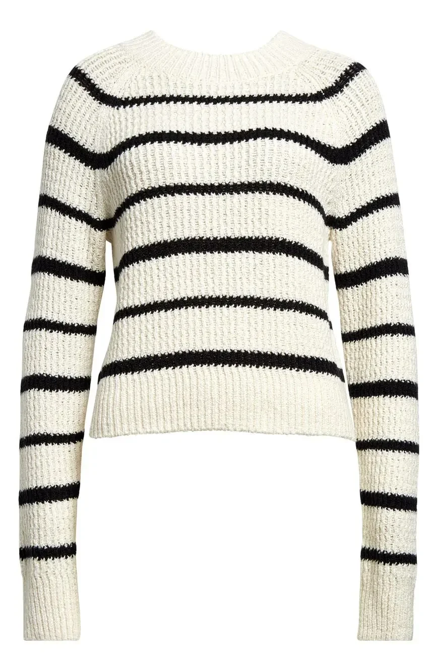 Vince Ribbed White Crewneck Sweater Size Large